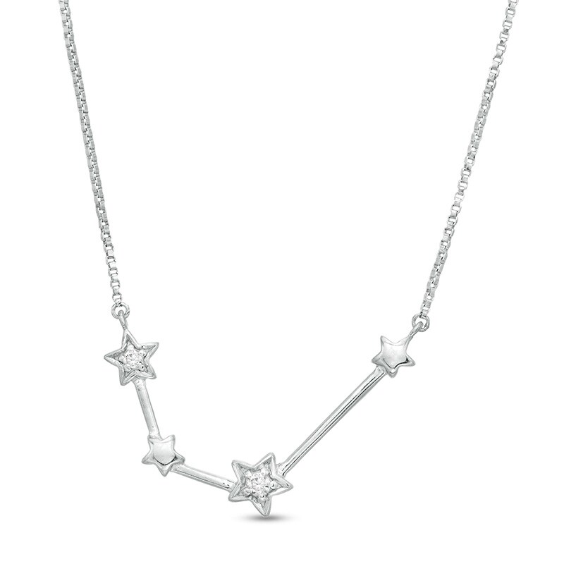 Main Image 1 of Previously Owned - Diamond Accent Aquarius Constellation Necklace in Sterling Silver