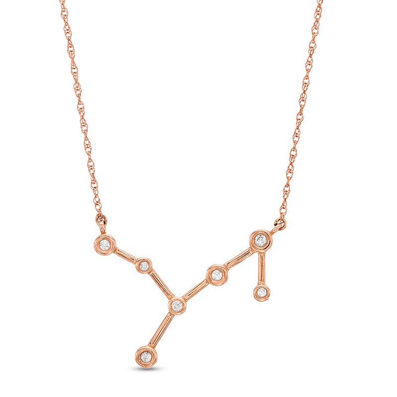 Main Image 1 of Previously Owned - 1/20 CT. T.W. Diamond Virgo Constellation Bezel-Set Necklace in 10K Rose Gold