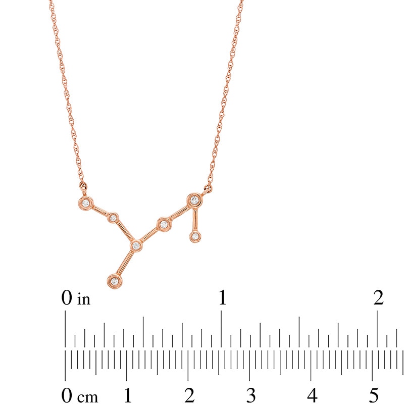 Main Image 3 of Previously Owned - 1/20 CT. T.W. Diamond Virgo Constellation Bezel-Set Necklace in 10K Rose Gold