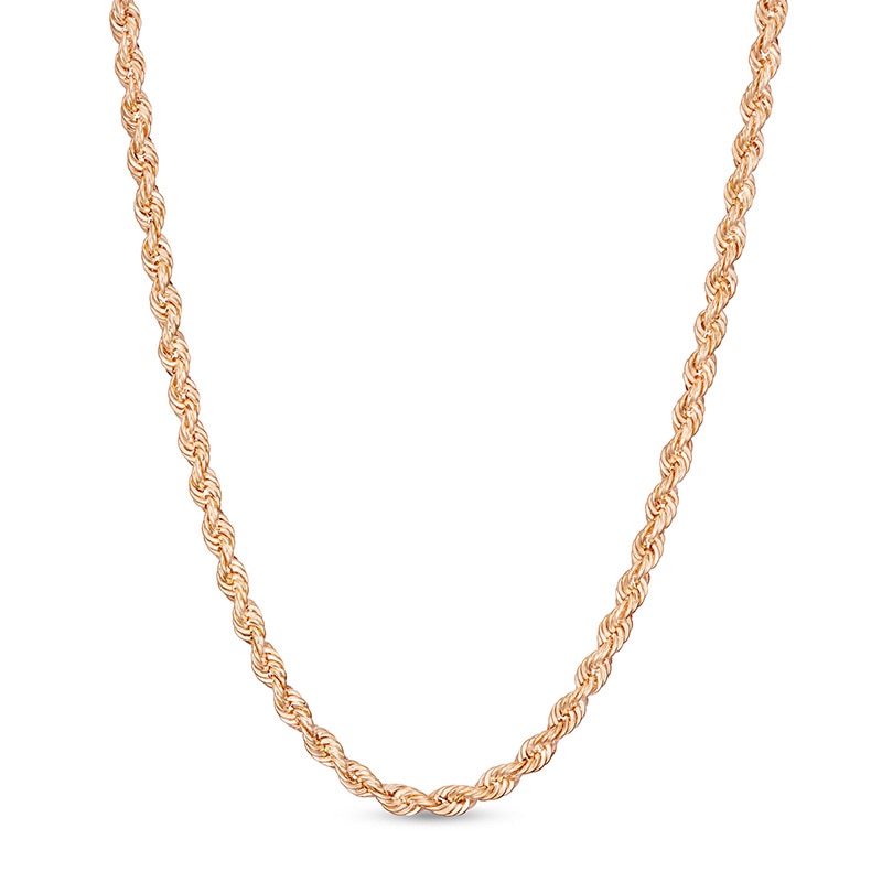 Main Image 1 of Previously Owned - 2.3mm Rope Chain Necklace in Hollow 14K Rose Gold - 20"