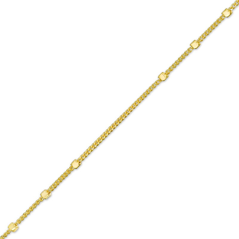 Main Image 1 of Previously Owned - 025 Gauge Cube Trio Saturn Chain Anklet in Solid 14K Gold - 10"
