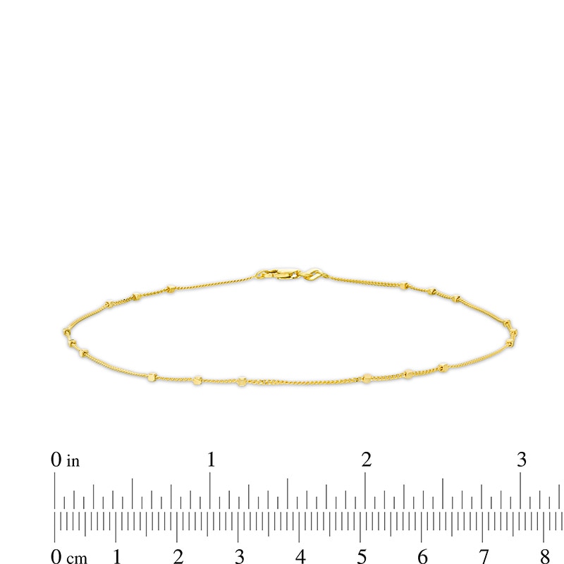 Main Image 4 of Previously Owned - 025 Gauge Cube Trio Saturn Chain Anklet in Solid 14K Gold - 10"