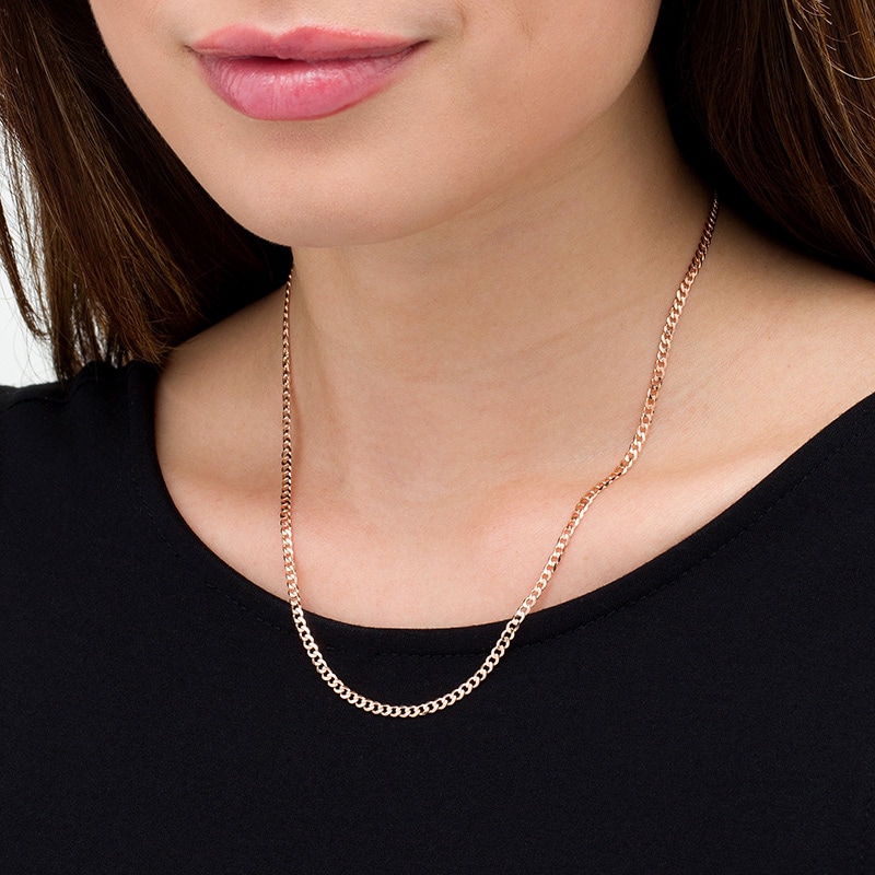 Main Image 2 of Previously Owned - 2.7mm Curb Chain Necklace in Solid 14K Rose Gold - 18"