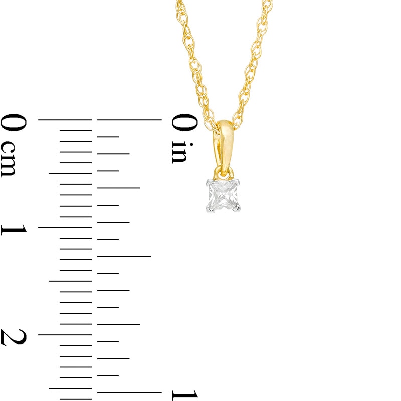 Main Image 3 of Previously Owned - 1/10 CT. Princess-Cut Diamond Solitaire Pendant in 10K Gold