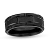Thumbnail Image 1 of Previously Owned - 8.0mm Multi-Finish Brick Pattern Wedding Band in Tungsten with Black IP