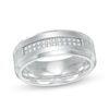Thumbnail Image 1 of Previously Owned - Men's 1/8 CT. T.W. Diamond Double Row Wedding Band in Stainless Steel and Cobalt