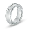 Thumbnail Image 2 of Previously Owned - Men's 1/8 CT. T.W. Diamond Double Row Wedding Band in Stainless Steel and Cobalt