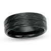 Thumbnail Image 1 of Previously Owned - Men's 8.0mm Hammered Groove Wedding Band in Black IP Tantalum