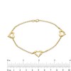 Thumbnail Image 3 of Previously Owned - Lab-Created White Sapphire Hearts Station Anklet in Sterling Silver with 18K Gold Plate - 9.0"