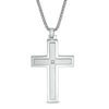 Thumbnail Image 1 of Previously Owned - Men's Diamond Accent Stepped Edge Cross Pendant in Stainless Steel - 24"