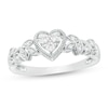 Thumbnail Image 0 of Previously Owned - 1/8 CT. T.W. Diamond Heart Frame Filigree Vintage-Style Promise Ring in Sterling Silver