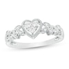Thumbnail Image 1 of Previously Owned - 1/8 CT. T.W. Diamond Heart Frame Filigree Vintage-Style Promise Ring in Sterling Silver