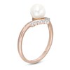 Thumbnail Image 3 of Previously Owned-6.0mm Freshwater Cultured Pearl and 1/20 CT. T.W. Diamond Chevron Ring in 10K Rose Gold