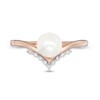 Thumbnail Image 4 of Previously Owned-6.0mm Freshwater Cultured Pearl and 1/20 CT. T.W. Diamond Chevron Ring in 10K Rose Gold