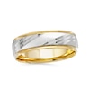 Thumbnail Image 1 of Previously Owned - 6.0mm Comfort-Fit Slant Diamond-Cut Wedding Band in 14K Two-Tone Gold