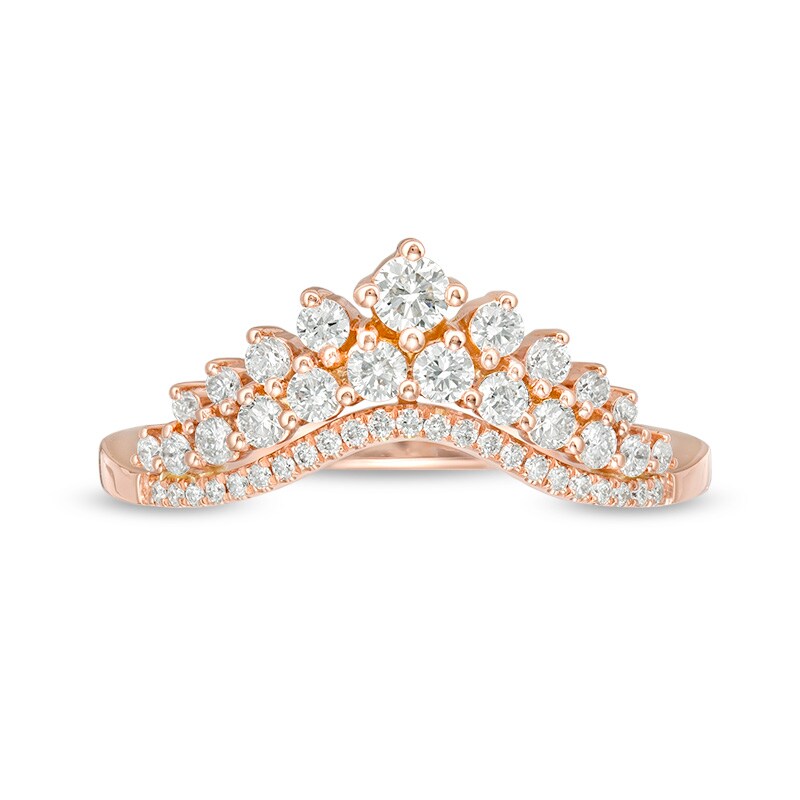 Main Image 4 of Previously Owned - 3/8 CT. T.W. Diamond Tiara Contour Anniversary Band in 14K Rose Gold