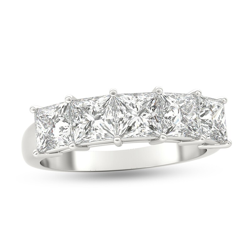 Main Image 1 of Previously Owned - 2 CT. T.W. Princess-Cut Diamond Five Stone Anniversary Band in Platinum
