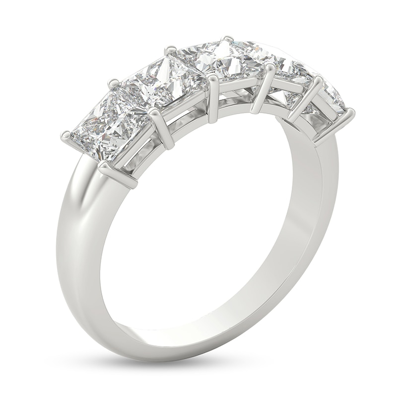 Main Image 2 of Previously Owned - 2 CT. T.W. Princess-Cut Diamond Five Stone Anniversary Band in Platinum
