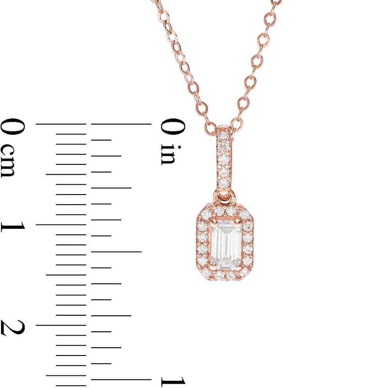 Main Image 2 of Previously Owned - 1/2 CT. T.W. Emerald-Cut Diamond Frame Pendant in 14K Rose Gold