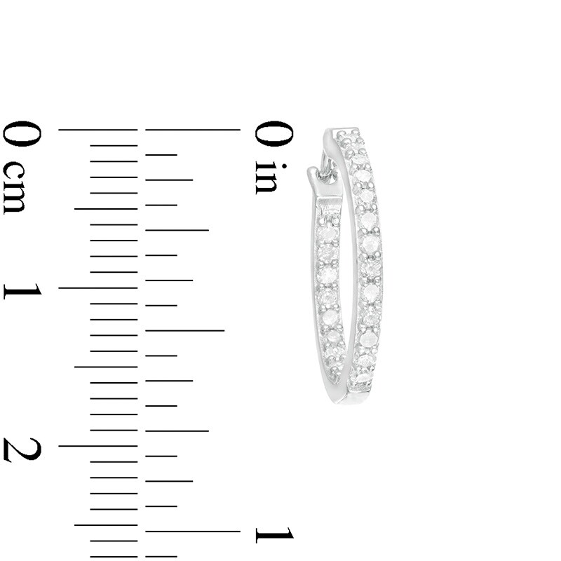 Main Image 3 of Previously Owned - 1/2 CT. T.W. Diamond Inside-Out Hoop Earrings in Sterling Silver