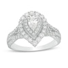 Thumbnail Image 1 of Previously Owned - 1 CT. T.W. Pear-Shaped Diamond Frame Split Shank Vintage-Style Engagement Ring in 14K White Gold
