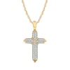 Thumbnail Image 1 of Previously Owned - Men's 1/8 CT. T.W. Diamond Double Row "X" Cross Pendant in 10K Gold