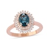 Thumbnail Image 1 of Previously Owned - Oval London Blue Topaz and 1/4 CT. T.W. Diamond Double Frame Ring in 10K Rose Gold