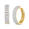 Thumbnail Image 1 of Previously Owned - 1 CT. T.W. Diamond Triple Row Hoop Earrings in 10K Gold