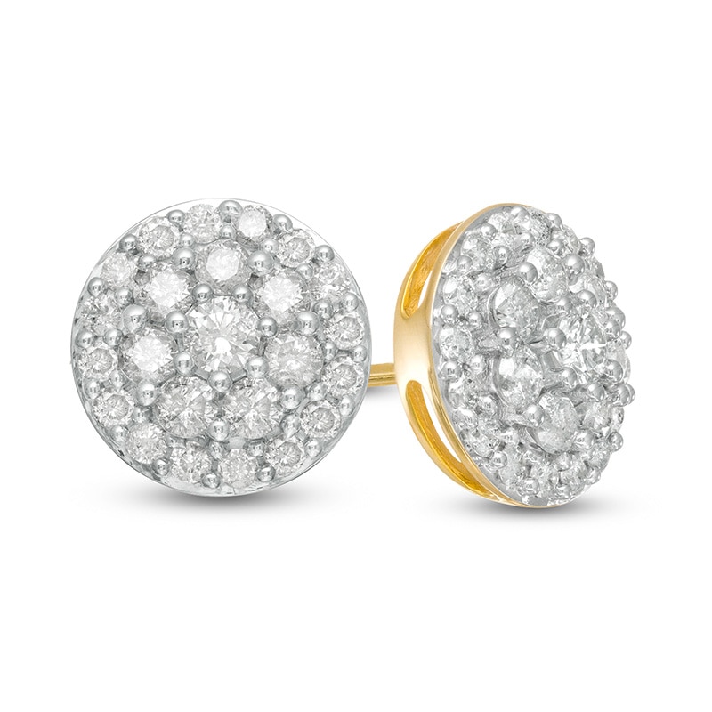 Main Image 1 of Previously Owned - 1 CT. T.W. Composite Diamond Circle Stud Earrings in 10K Gold