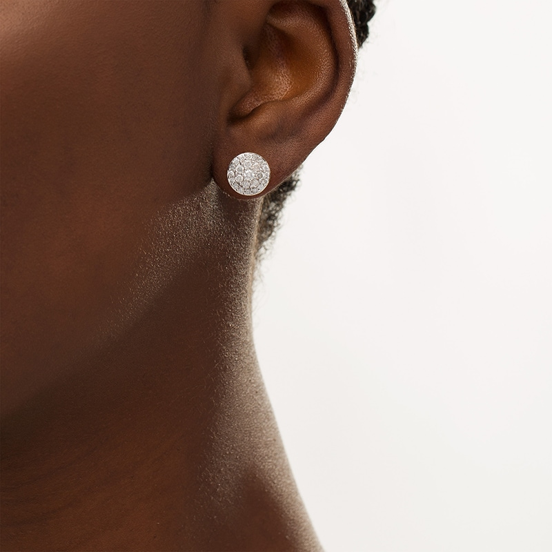 Main Image 2 of Previously Owned - 1 CT. T.W. Composite Diamond Circle Stud Earrings in 10K Gold