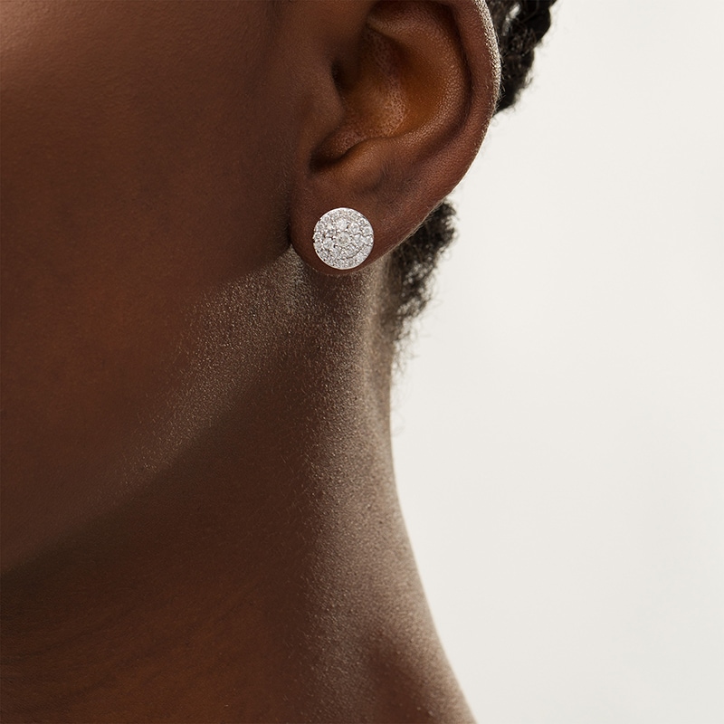 Main Image 2 of Previously Owned - 1 CT. T.W. Composite Diamond Circle Stud Earrings in 10K Rose Gold