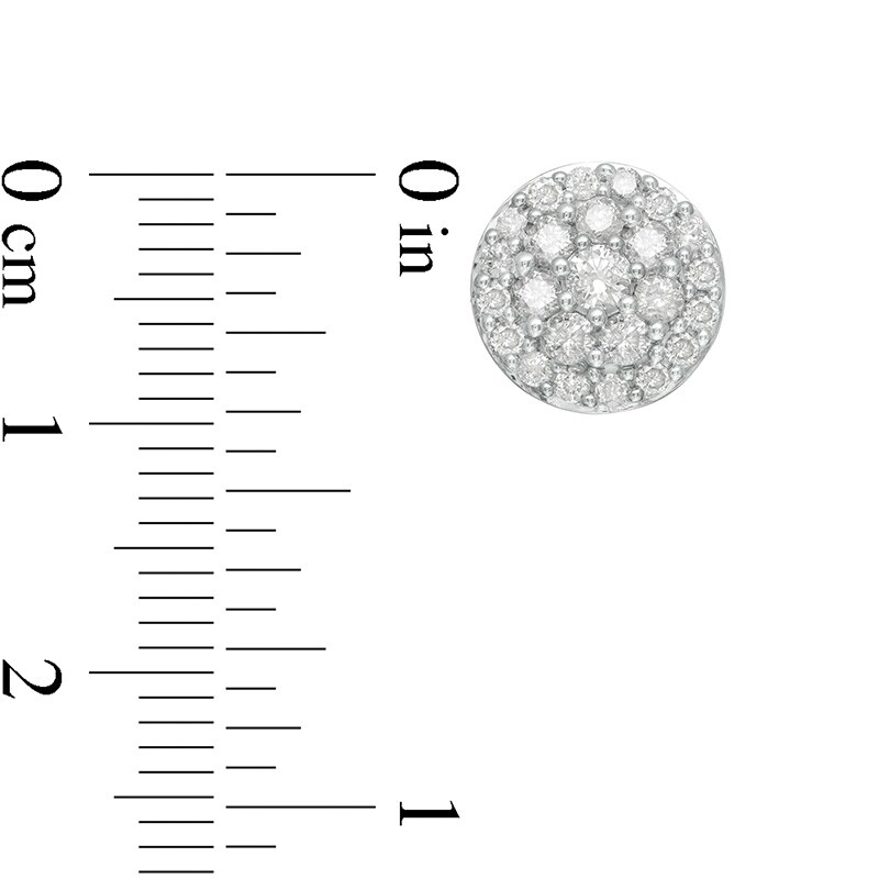 Main Image 3 of Previously Owned - 1 CT. T.W. Composite Diamond Circle Stud Earrings in 10K Rose Gold