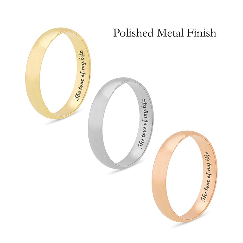 Main Image 2 of Previously Owned - 4.0mm Half-Round Engravable Wedding Band in 10K White, Yellow or Rose Gold (1 Line)
