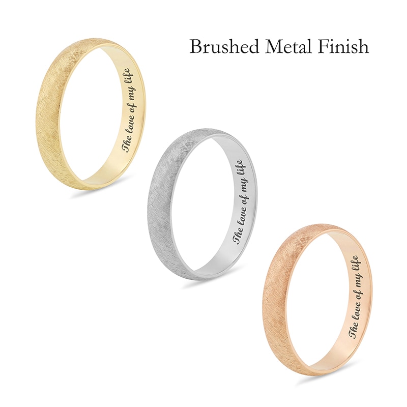 Main Image 3 of Previously Owned - 4.0mm Half-Round Engravable Wedding Band in 10K White, Yellow or Rose Gold (1 Line)