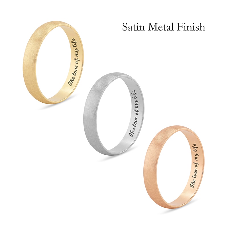 Main Image 4 of Previously Owned - 4.0mm Half-Round Engravable Wedding Band in 10K White, Yellow or Rose Gold (1 Line)