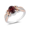 Thumbnail Image 1 of Previously Owned - Enchanted Disney Snow White Garnet and 1/6 CT. T.W. Diamond Ring in Sterling Silver/10K Rose Gold