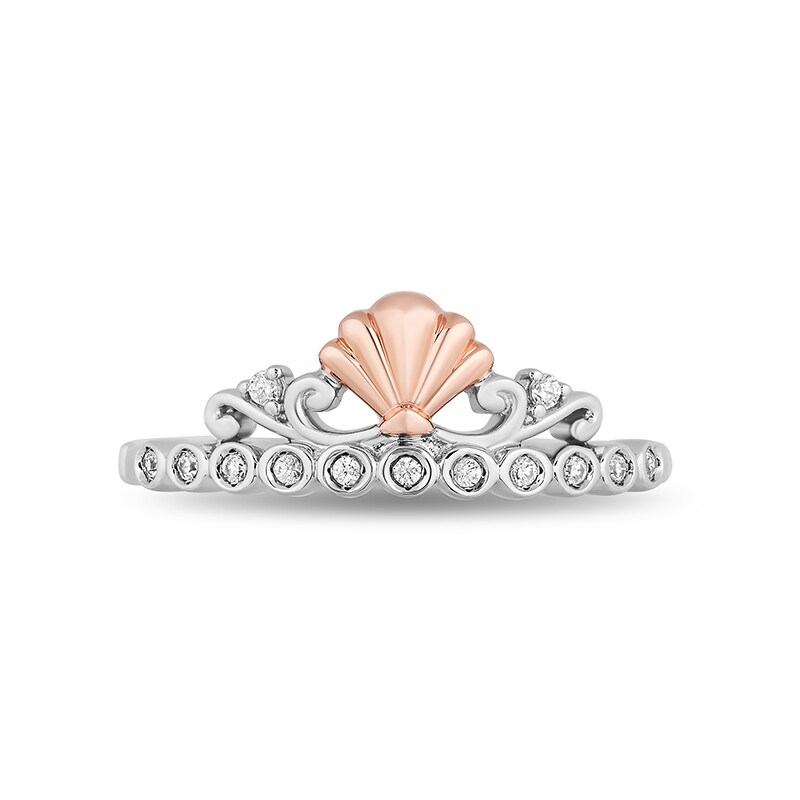 Main Image 4 of Previously Owned - Enchanted Disney Ariel 1/10 CT. T.W. Diamond Crown Ring in Sterling Silver and 10K Rose Gold
