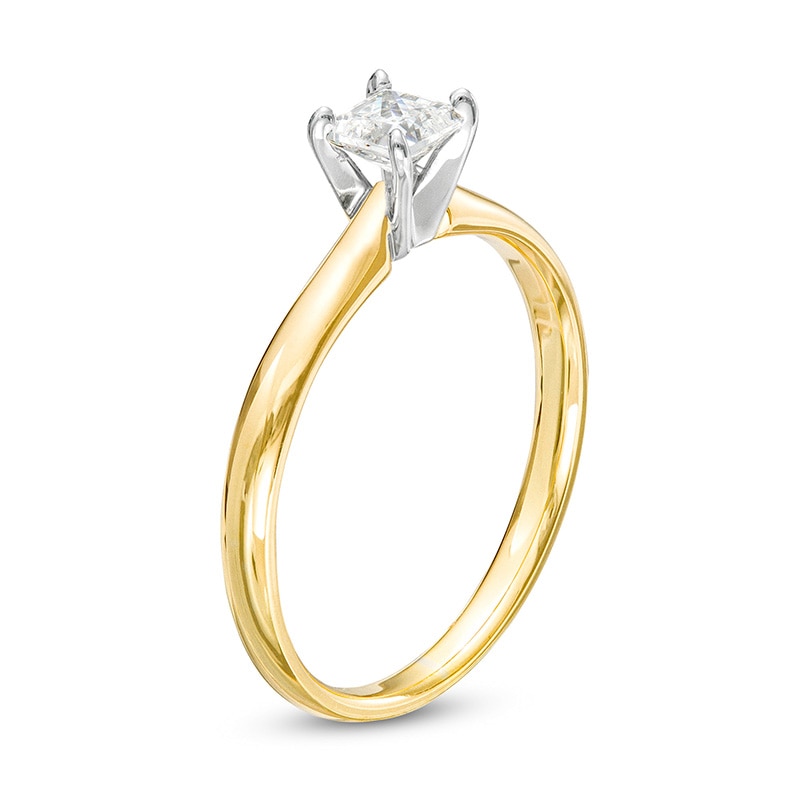 Previously Owned - 1/3 CT. Princess-Cut Diamond Solitaire Engagement Ring in 14K Gold (I/I2)