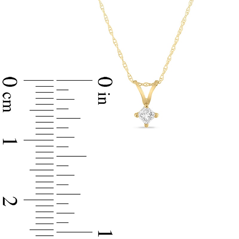 Main Image 2 of Previously Owned - 1/6 CT. Princess-Cut Diamond Solitaire Pendant in 14K Gold (J/I3)