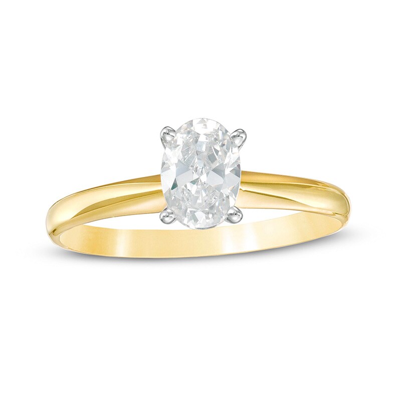 Main Image 1 of Previously Owned - 1 CT. Oval Diamond Solitaire Engagement Ring in 14K Gold (I/I2)