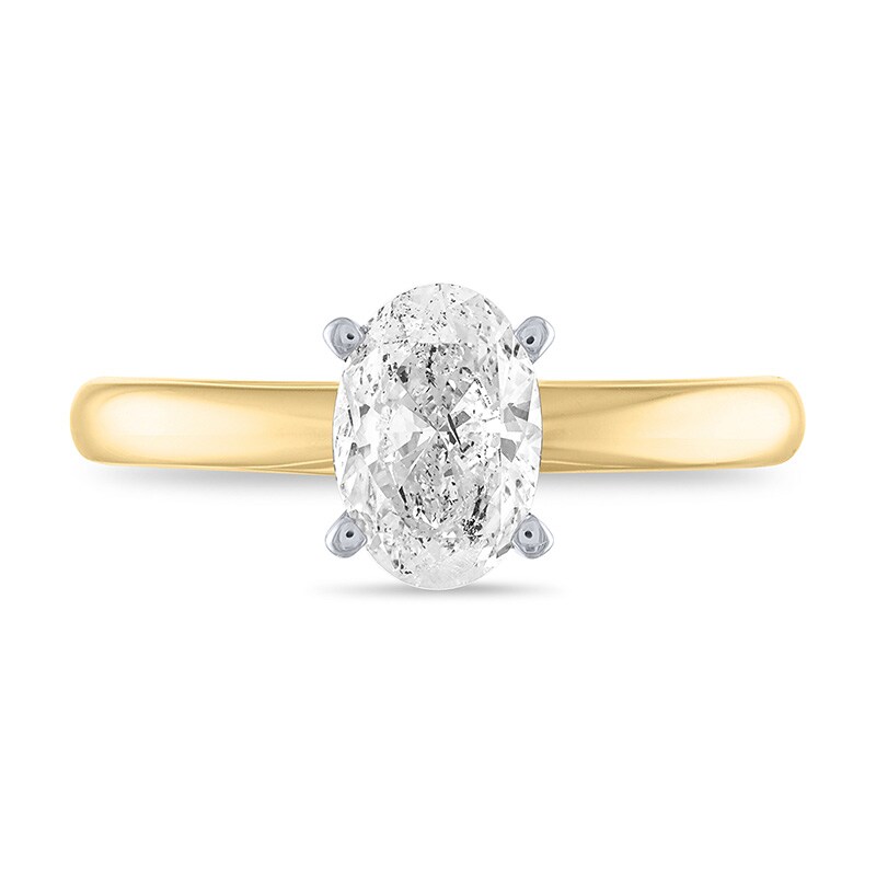 Main Image 2 of Previously Owned - 1 CT. Oval Diamond Solitaire Engagement Ring in 14K Gold (I/I2)