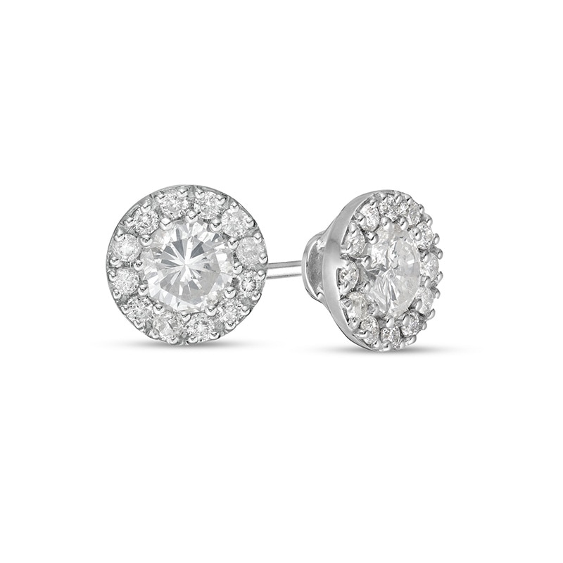 Main Image 1 of Previously Owned - 7/8 CT. T.W. Diamond Frame Stud Earrings in 10K White Gold