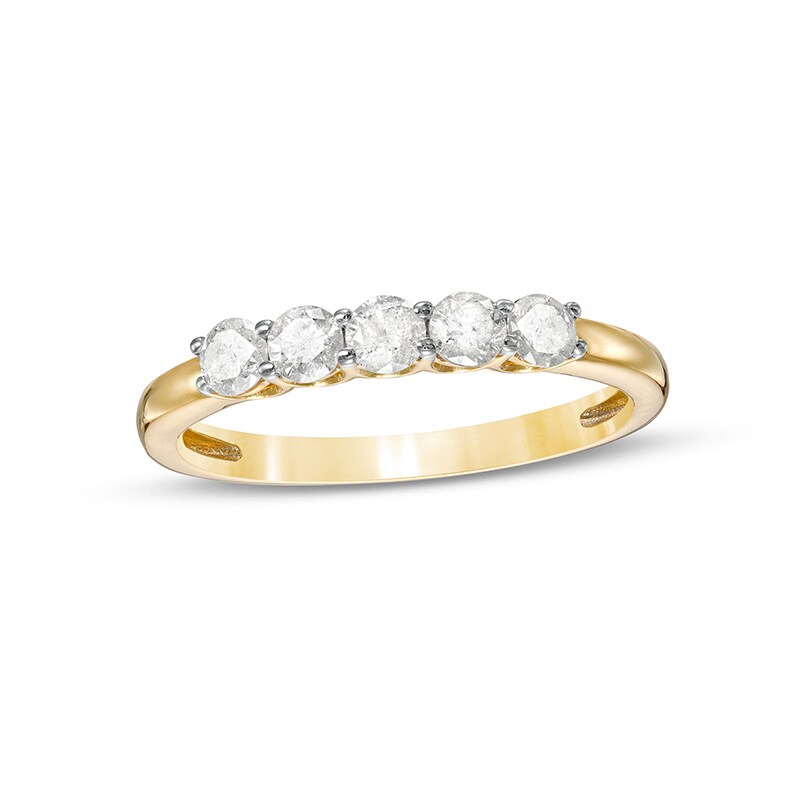 Main Image 1 of Previously Owned - 1/2 CT. T.W. Diamond Five Stone Anniversary Band in 10K Gold