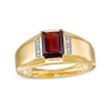 Thumbnail Image 1 of Previously Owned - Men's Emerald-Cut Garnet and Diamond Accent Collar Ring in 10K Gold