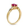 Thumbnail Image 2 of Previously Owned - Emerald-Cut Ruby and 1/20 CT. T.W. Diamond Twist Shank Ring in 14K Gold