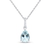Thumbnail Image 1 of Previously Owned - Pear-Shaped Faceted Aquamarine and Diamond Accent Drop Pendant in 10K White Gold