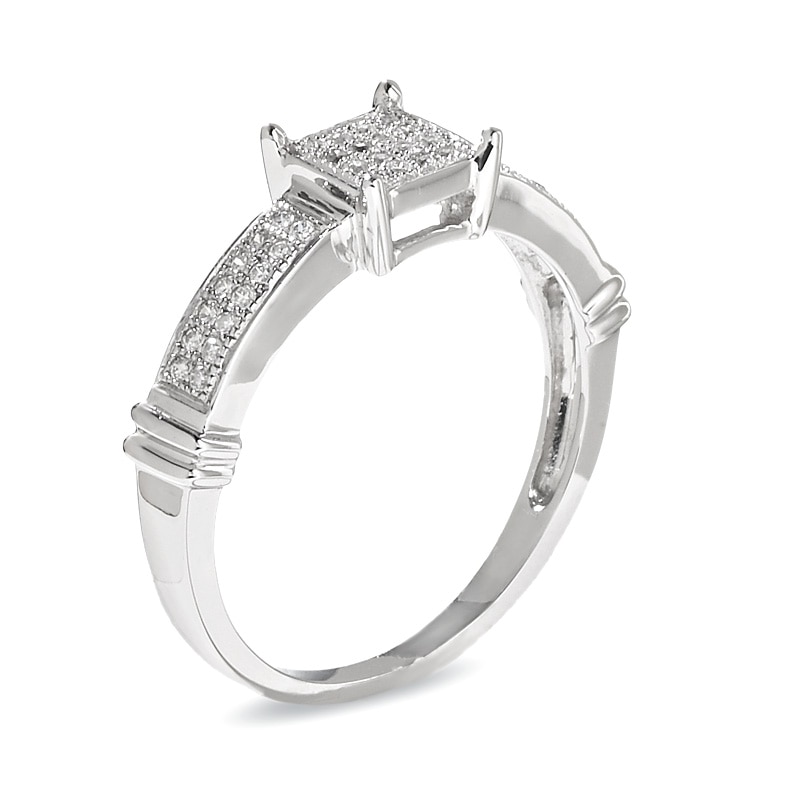 Main Image 2 of Previously Owned - 1/8 CT. T.W. Multi-Diamond Square Collar Ring in 10K White Gold