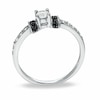 Thumbnail Image 1 of Previously Owned - 1/4 CT. T.W.  Black and White Diamond Station Engagement Ring in 10K White Gold