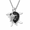 Thumbnail Image 1 of Previously Owned - Black and White Diamond Mother Turtle and Baby Turtle Pendant in 10K White Gold