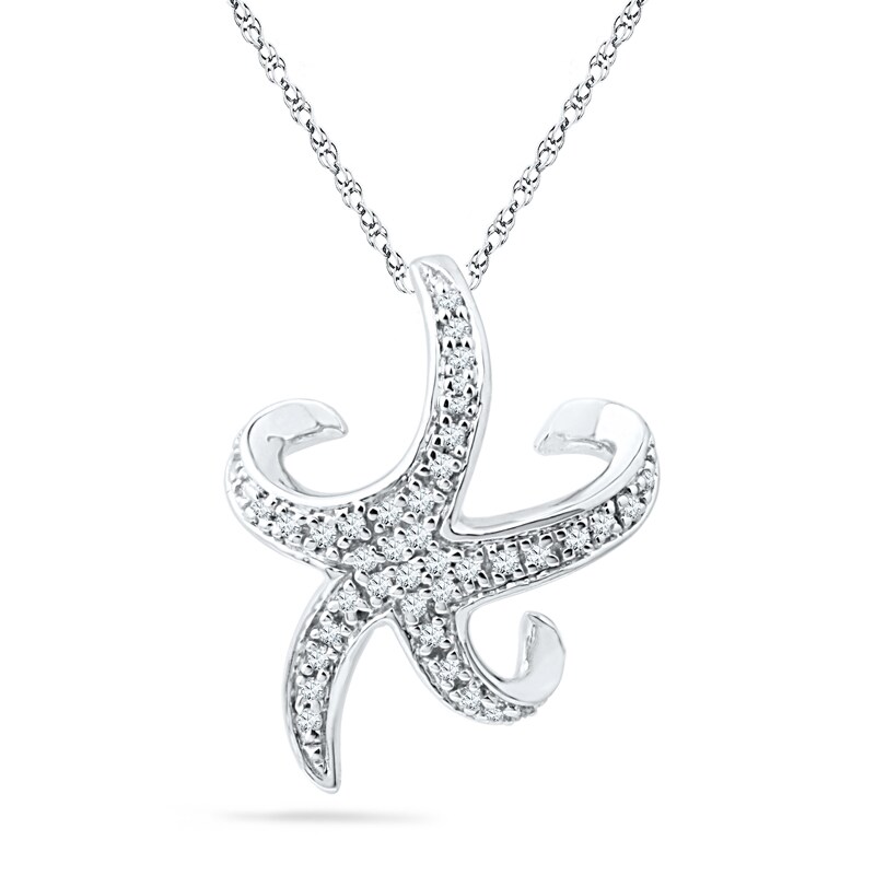 Main Image 1 of Previously Owned - 1/5 CT. T.W. Diamond Starfish Pendant in Sterling Silver